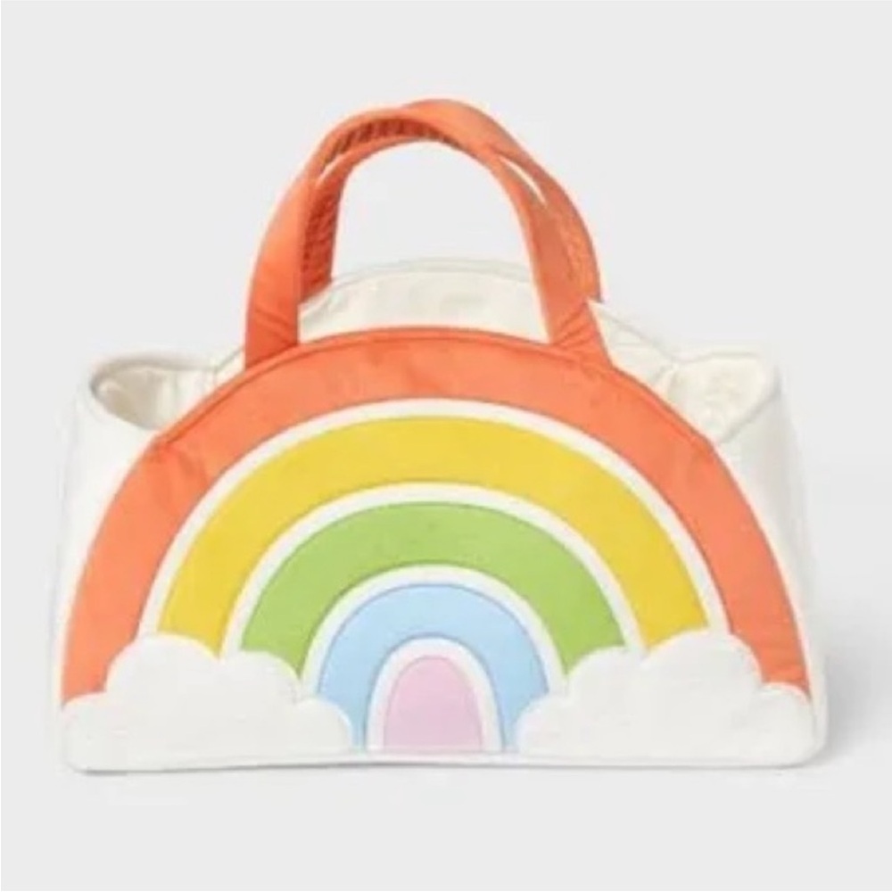 Novelty Fabric Rainbow Decorative Easter Basket Jumbo -New
